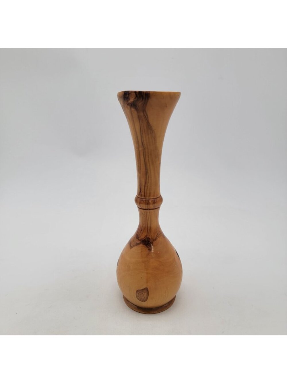 Hand Carved Wooden Bud Vase w/ Natural Wood Grain Design Unique Decorative Piece - Picture 5 of 8
